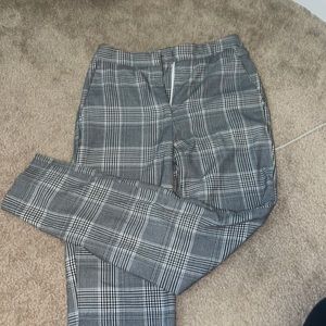 h&m fitted plaid pants